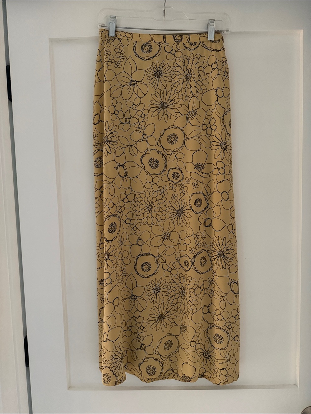 Vintage 100% Silk Floral Print Midi Skirt